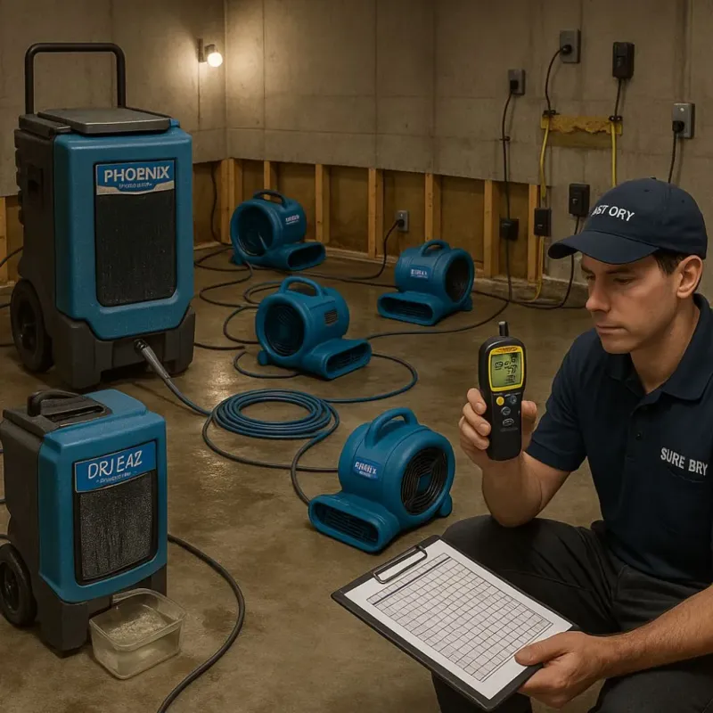 Structural Drying and Dehumidification process in Van Meter, IA